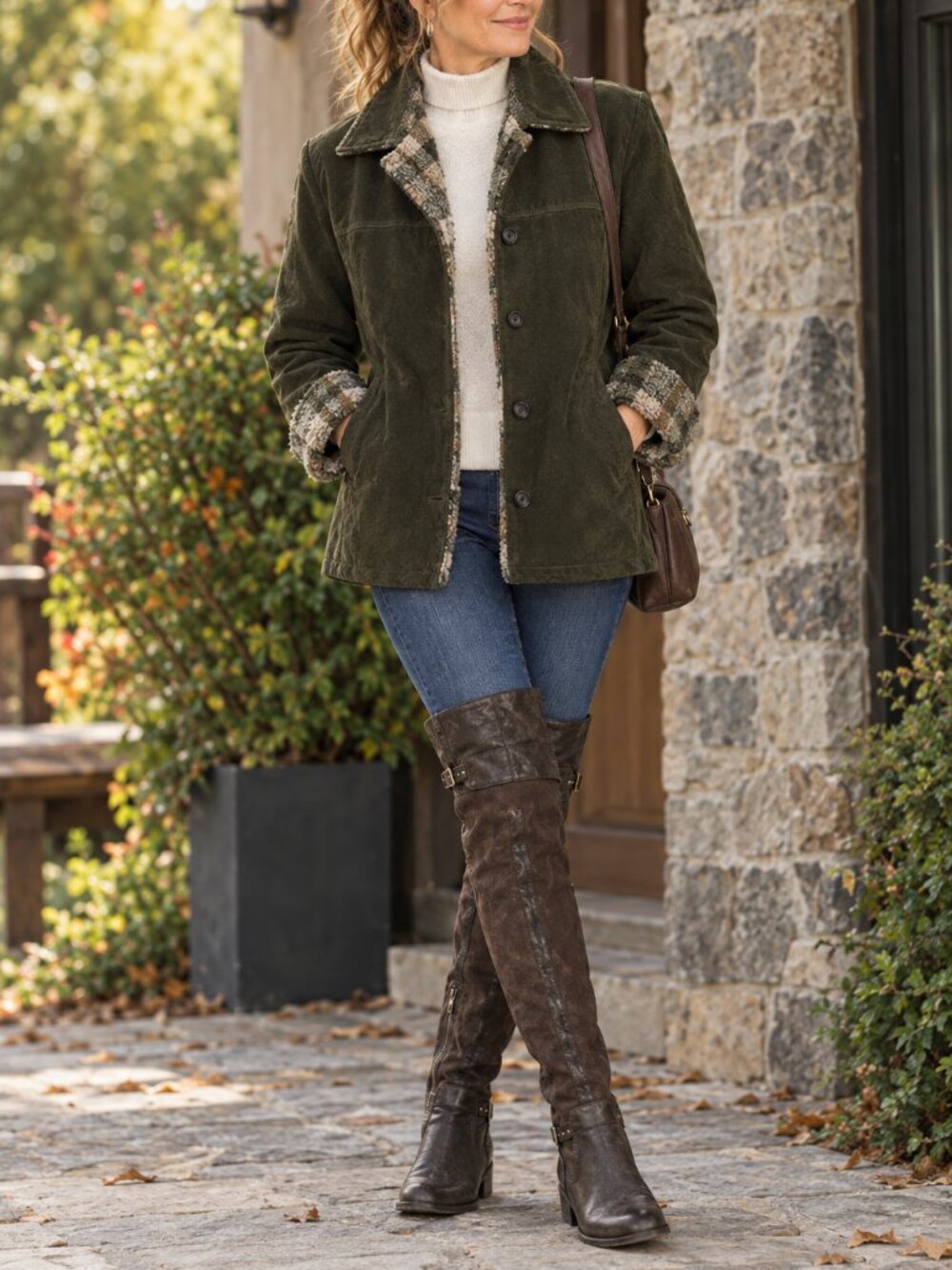 Faux Suede Leather Over The Knee Riding Boots - Sz 6,6.5